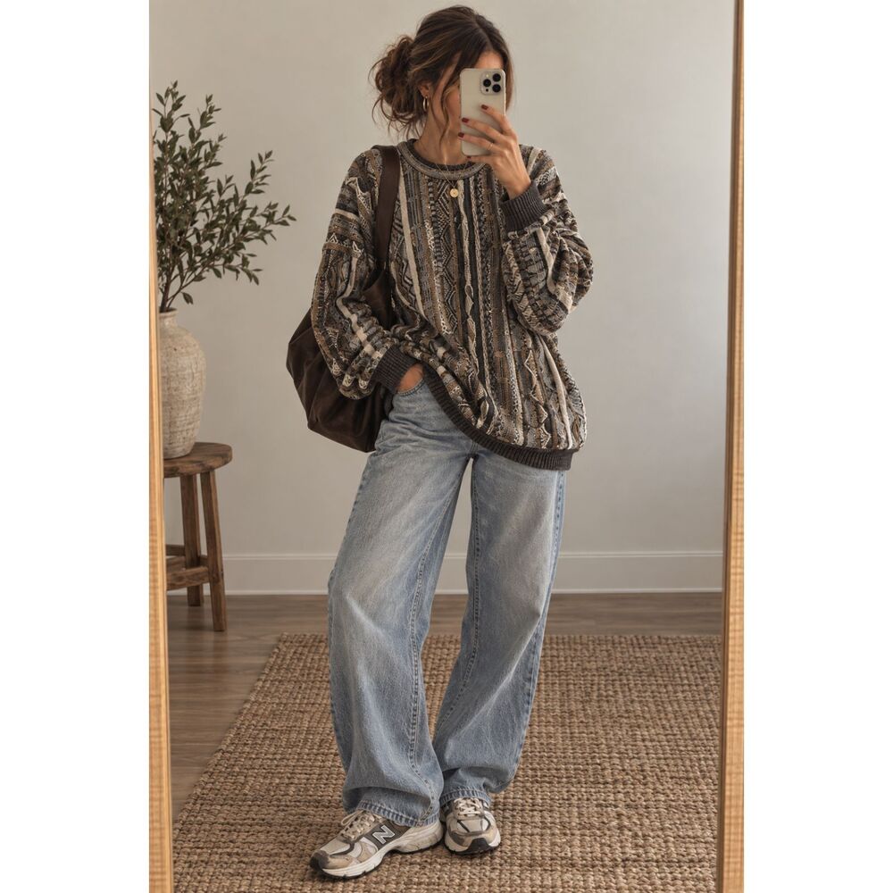 Vintage Croft & Barrow XXL 3D Textured Knit Sweater 90s Grandpa Coogi Style